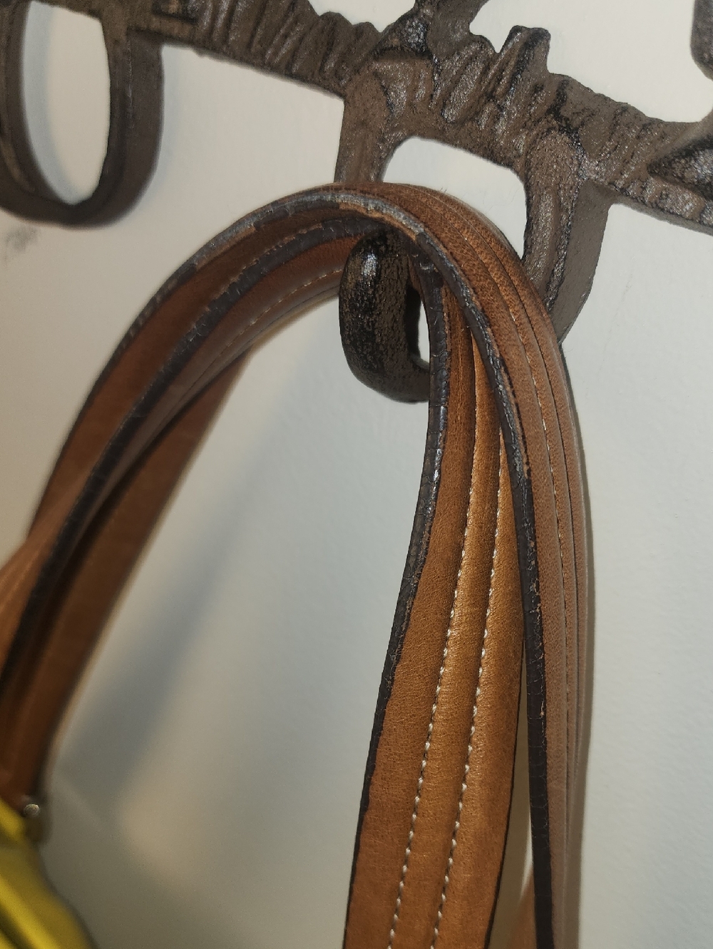 Coach Huge Yellow Canvas Tote Brown Leather Handles Travel Shoulder Strap Silver - Picture 4 of 17